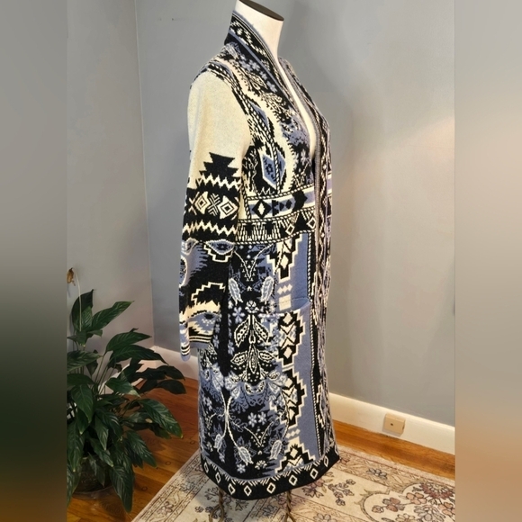 Maxsport Open Front Patch Pocket Full Length Duster Cardigan Coat Size M - Picture 6 of 14